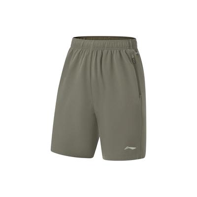 Li Ning Fitness Series Однотонные быстросохнущие спортивные шорты с логотипом, мужские шорты цвета милитари-зеленый AKST297-4