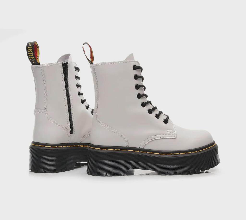 European & American 8-Hole Thick-Soled Motorcycle Boots, Women's British Style, Side Zipper, Platform Lace-Up Ankle Work Boots.