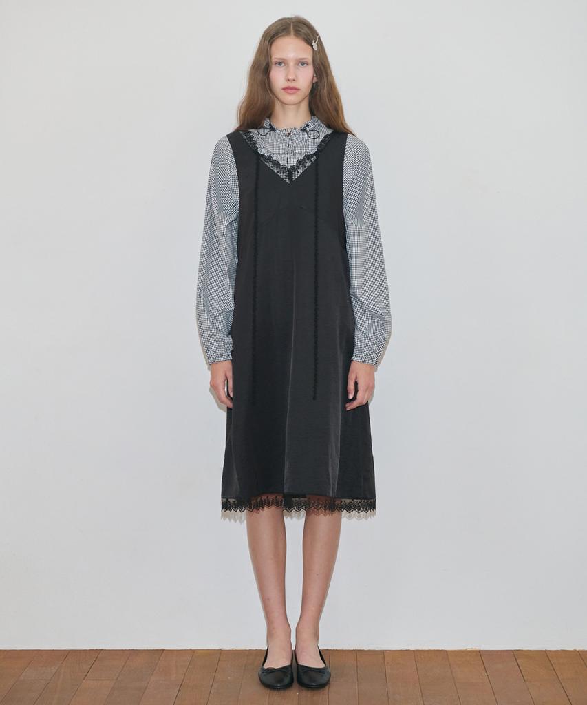 Sinun Silky Lace Slip Dress (Black)