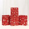 12 PCS Christmas Party Gift Bags Handle Red Kraft Paper Bags Santa Claus Printed Gift Bags Shopping Bag for New Year Christmas