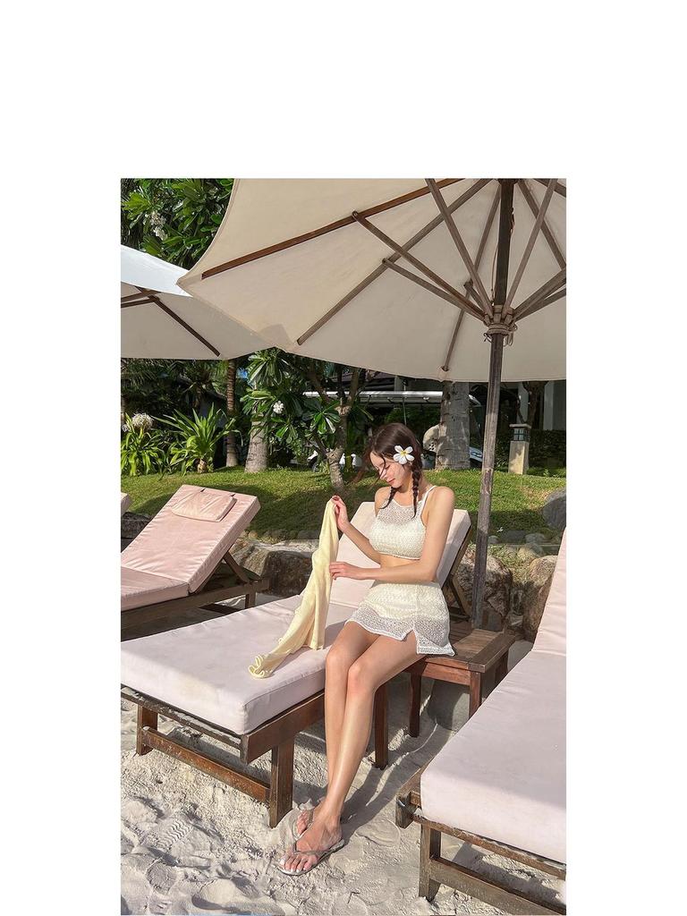 Женский сексуальный кружевной купальник бикини халтер с юбкой - Раздельный купальник в корейском стиле