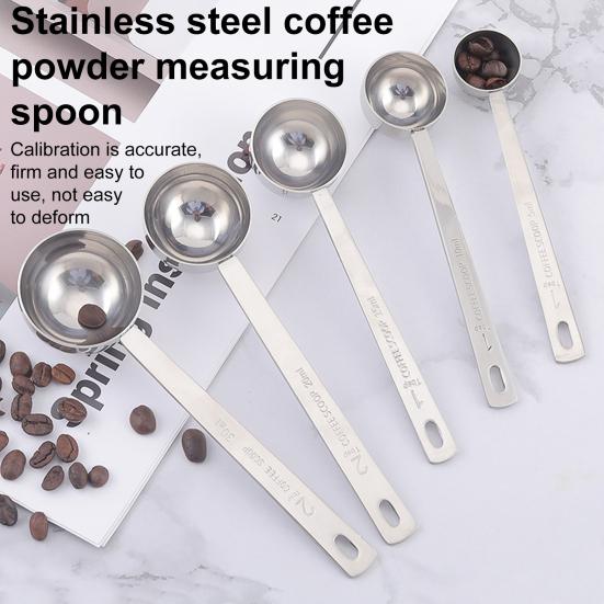Stainless Steel Measuring Spoon Long Handle Coffee Scoop Spoon Tablespoon 5ml 10ml 15ml 20ml 30ml Cooking Measurement Tool for Ground Coffee