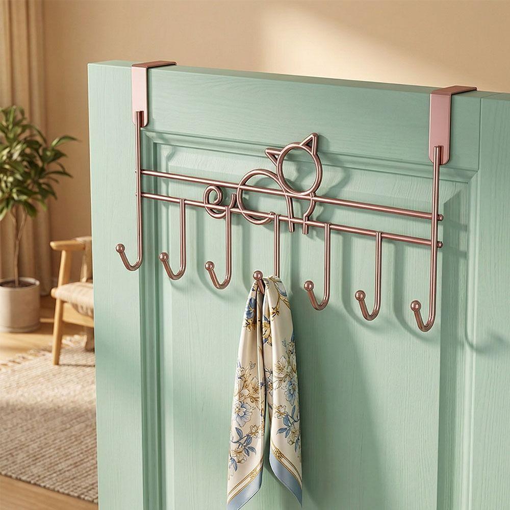 Space Saving Door Storage Hook Punch-Free Door Hanger Rack Traceless Organizer Rack Home Use