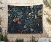 Dark Wildflowers Tapestry Orange Flowers Wall Hanging Cottagecore Wall Cloth Vintage Aesthetic Cloth Hanging Cozy Wall Decor Floral