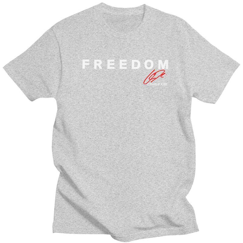 Fight For Freedom Charlie Kirk 19932025 Red Signature Tribute T Shirts Pure Cotton Tees Shirt Fashion ShortSleeve Clothing