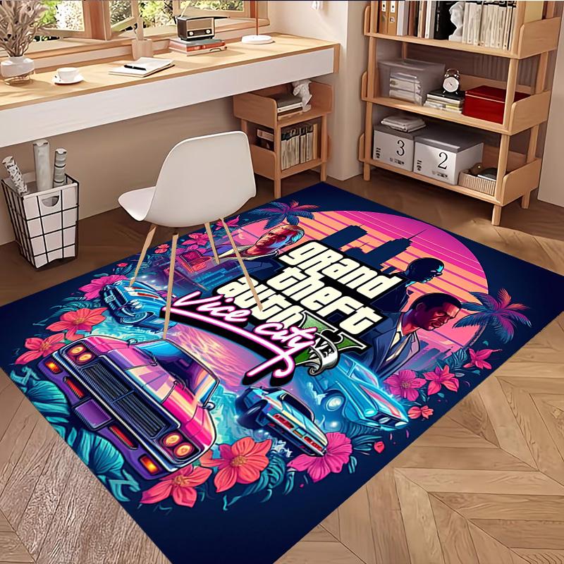 Grand Theft Auto VI Print Rug, Washable Floor Carpet, For Entryway Dorm Laundry Room Office Study, Home Decor Birthday Christmas Gift