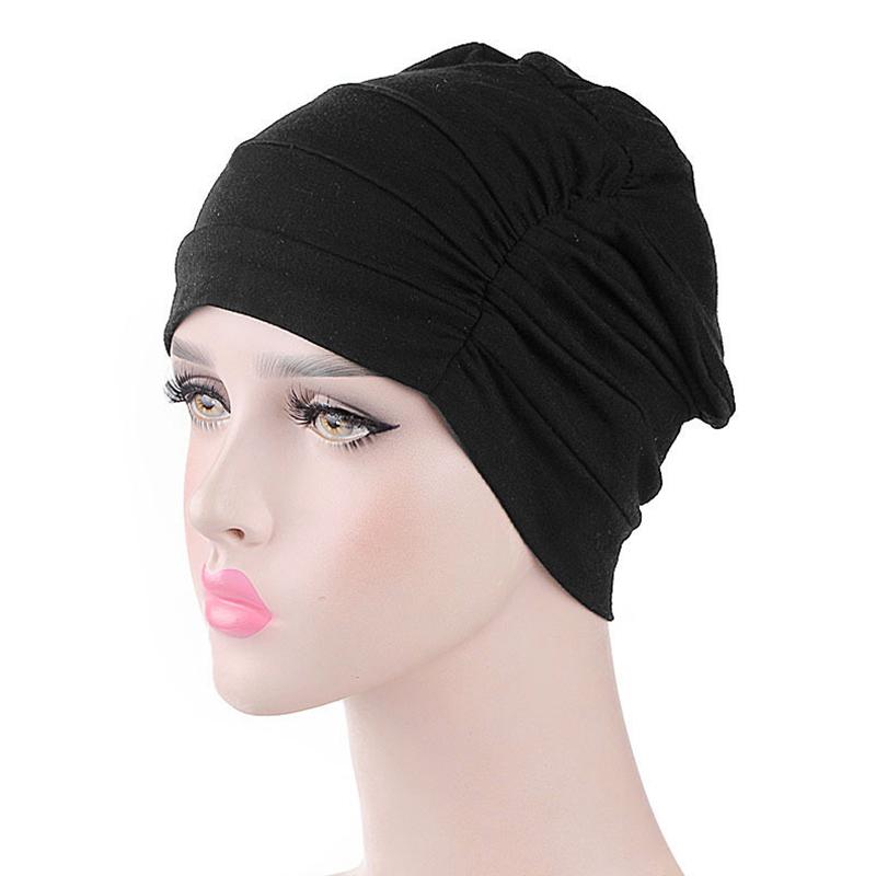 1Pc Muslim Stretch Hair Loss Head Scarf Wrap Cap Polyester Cancer Chemo Women Plain Turban Hat