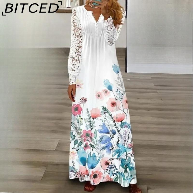 BITCED Весна/Лето Женская мода кружевные длинные платья