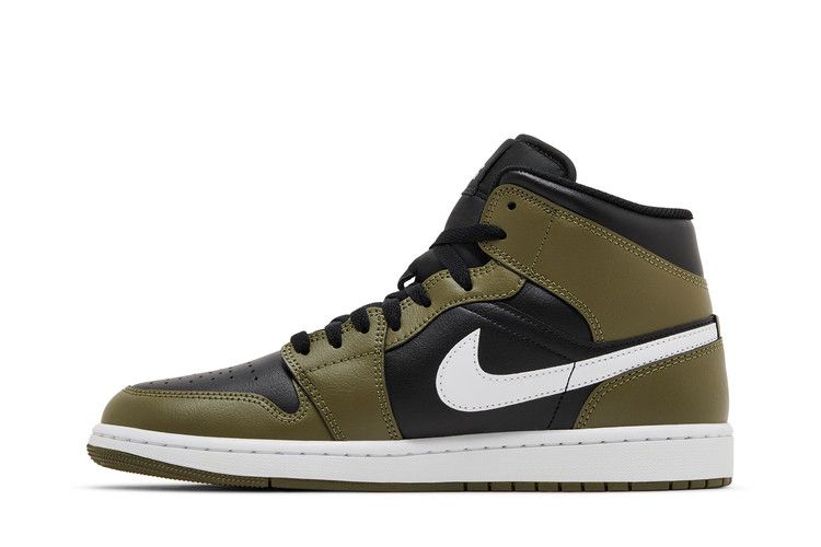 Men's Sneakers Nike Jordan 1 Mid Black White Olive Black/Medium Olive/Sail/White