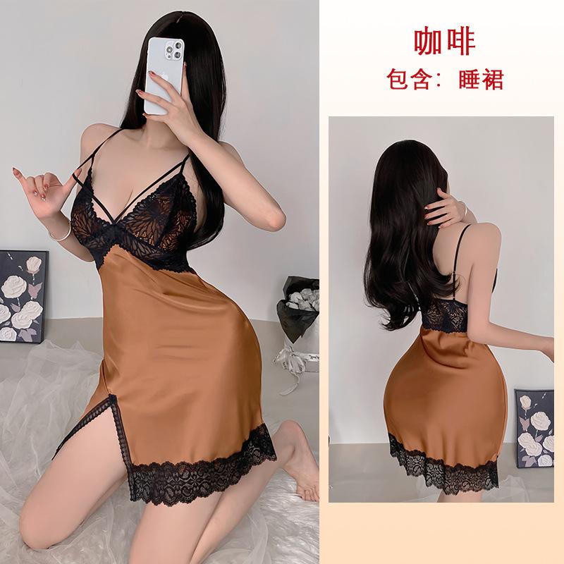 Кружевное ночное платье Pure Desire в нескольких стилях, с V-образным вырезом, сетчатыми вставками, атласное, приятное для кожи, пеньюар-лондж, универсальная, соблазнительная одежда для сна с разнообразными стилевыми решениями