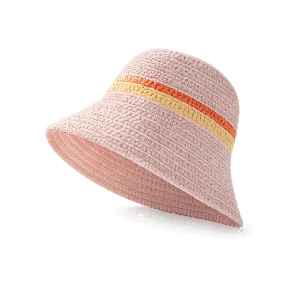 Flat Brim Wide Brim Bucket Hat Contrast Stripes Sun Hat New Hollow Straw Cap Beach Vacation