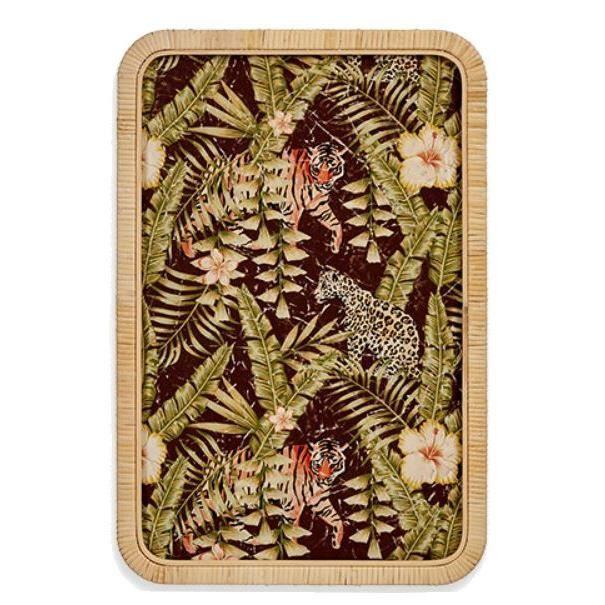 Giftdecor décoration murale jungle 60 x 40 cm velours brun