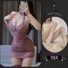Sex underwear pure desire purple open placket buckle cheongsam sexy female antique butterfly love flower perspective strap uniform