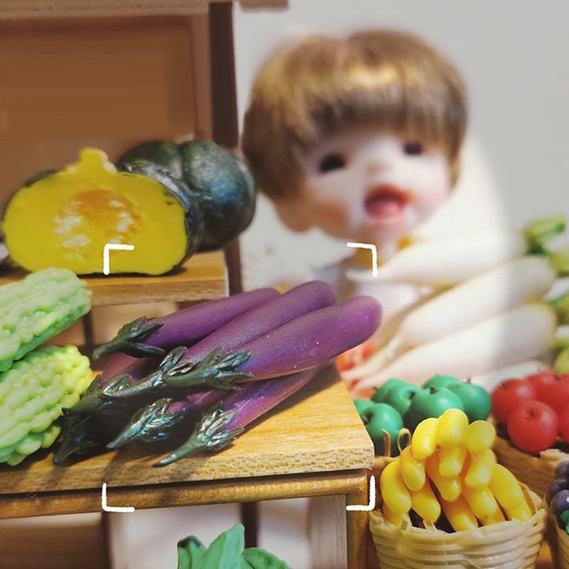 1шт 1:12 Миниатюрных Овощей Кукольного Домика Пищевая Смола Мини Горькая Дыня Баклажан Люффа Игрушки Для Супермаркета Кухонная Модель Декор Игрушки