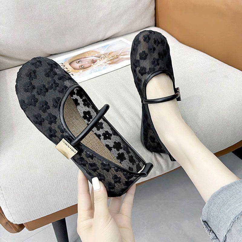 Туфли Мэри Джейн женские одинарные туфли лето новые модели с юбками тонкие Сяосянфэн туфли рыбака кружево сетка туфли бини женские