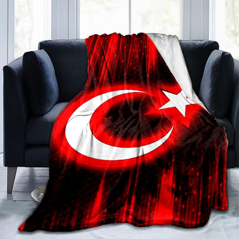 Turkish Flag Design Blanket Suitable for Sofas, Beds, Offices, And Camping - Perfect Gift for Halloween Christmas