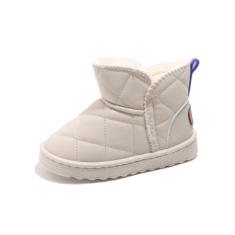 Черные зимние ботинки для девочек, утолщенные, теплые, плюшевые, зимние детские ботинки, нескользящие, универсальные, детские, повседневные, модные, для мальчиков, хлопковые, мягкие