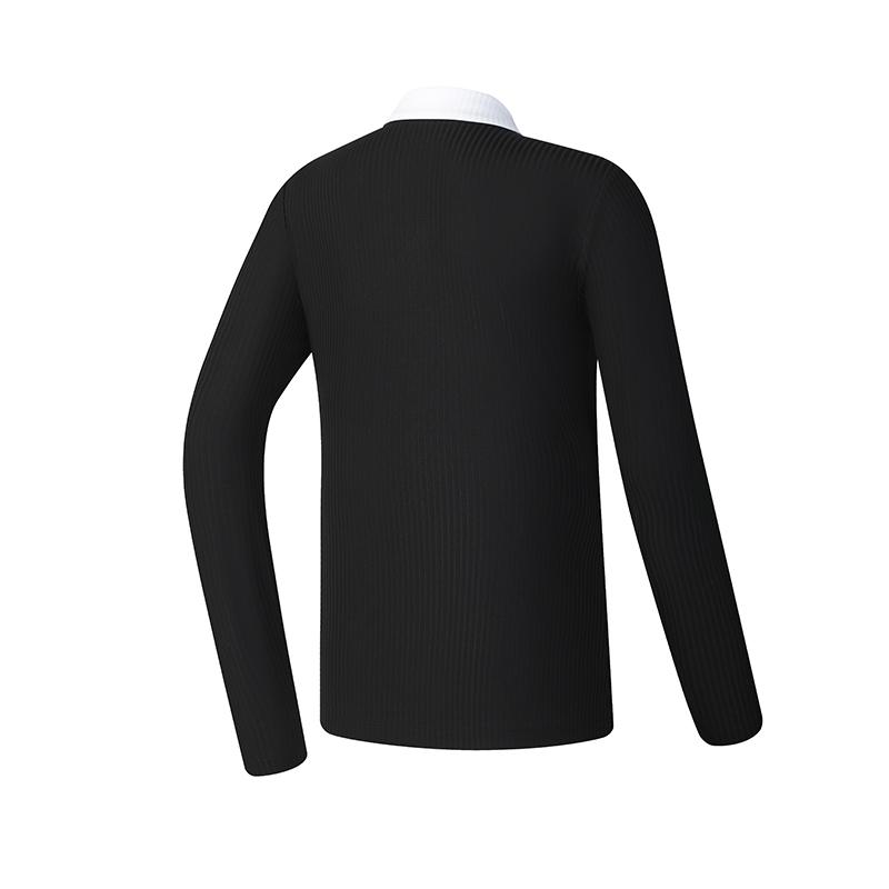 Fila Серия Гольф Спортивный Модный Универсальный Простой Вязаный Поло с Длинным Рукавом Женские топы Насыщенно-Черный A11W515207F-BK