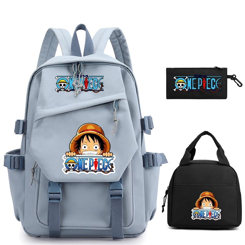 3 шт./компл., цельный нейлоновый рюкзак в стиле аниме с сумкой для обеда для девочек и мальчиков, школьный рюкзак для мужчин и женщин, дорожная сумка для отдыха