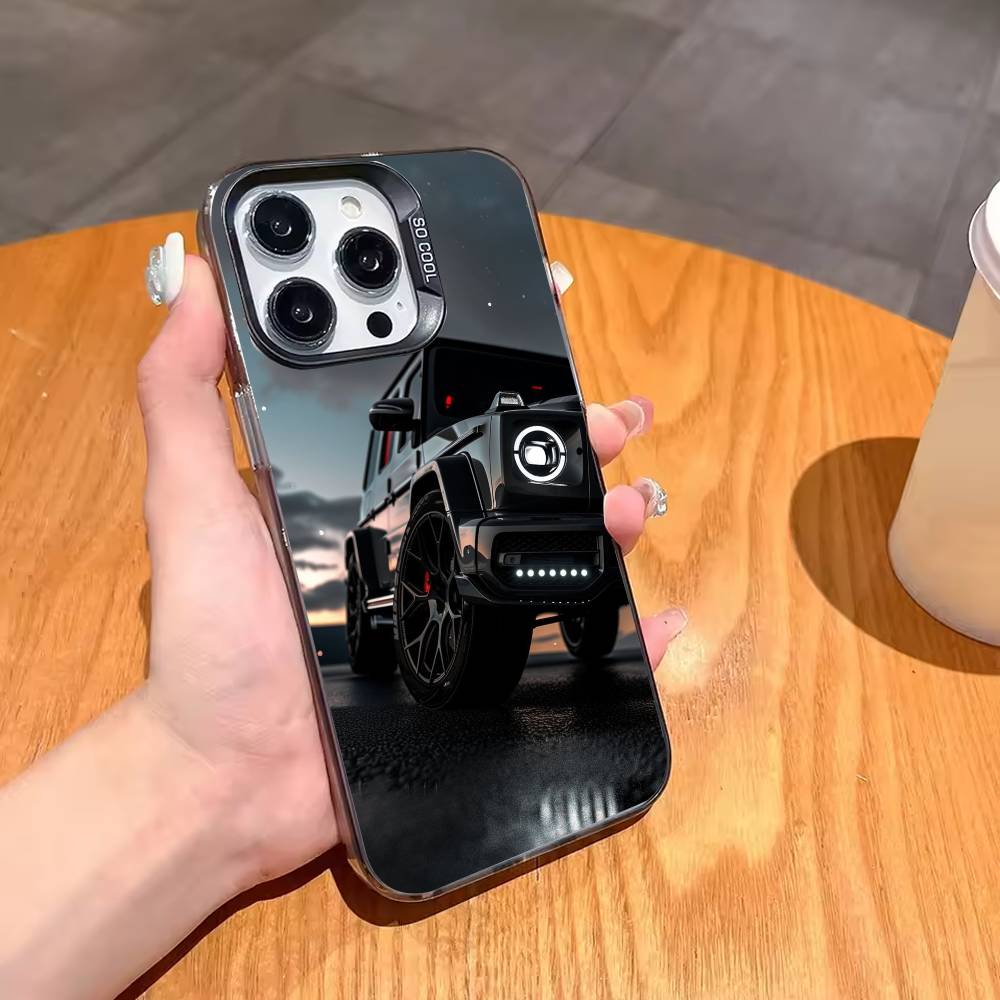 Чехол для телефона M-Mercedes-ES G-G для iPhone17 16 15 14 13 12 Pro Max Серый Черный Матовый Лазерный Металлик Аврора Funda