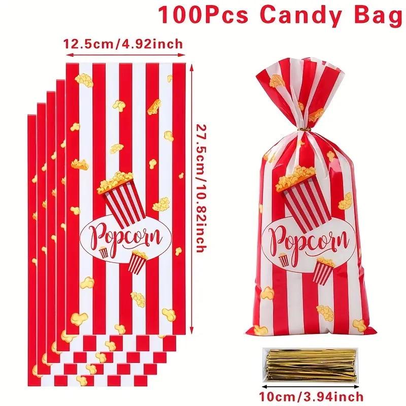 25/50/100 шт. Пакеты для попкорна, Пакеты в карнавальную полоску, Портативные стаканчики для еды, Пакеты для закусок, Мини-контейнеры для угощений, Товары для вечеринок