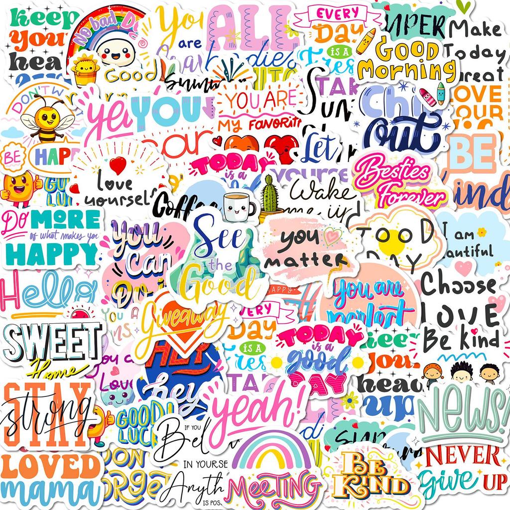 50Pcs Motivational Stickers for Adults Women Teens,Vinyl Waterproof Positive Inspiring Sticker for Laptop Words Phone Case