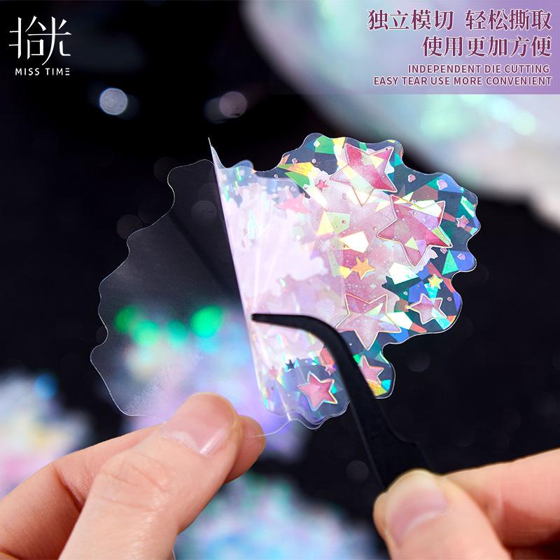 10pcs/lot Kawaii Stationery Stickers flowing light and overflowing colour Junk journaling stickers Scrapbooking Supplies