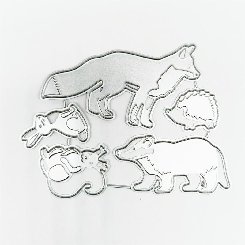 Лиса, еж и кролик, художественный узор, металлические трафареты, ремесленное тиснение, штампы для скрапбукинга для изготовления карт, декор