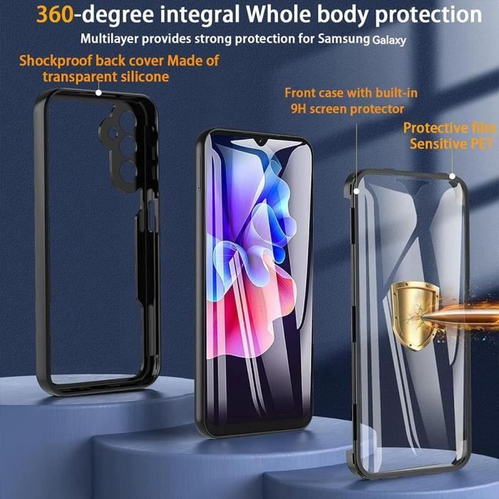 Чехол для Samsung Galaxy A06, Защита 360 Жесткий Усиленный Бортик Полная Твердый - Черный