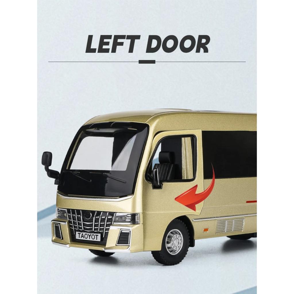 1/32 Toyota Coaster Alloy Bus Car Diecasts Metal Passenger Coach Vehicles Car Model Simulation Sound and Light Collection Kids Toy Gift