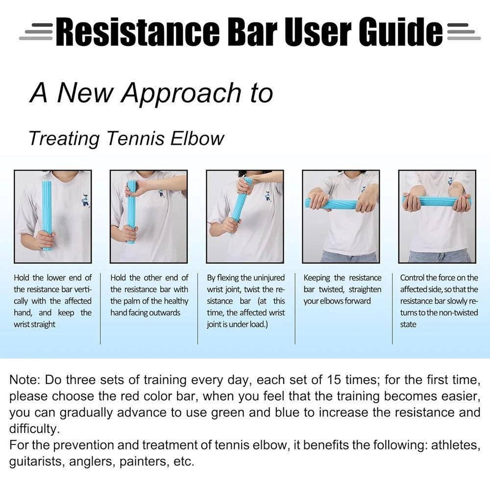 1 шт. Flex Therapy Bar Усилитель, Бар для физиотерапии теннисного локтя, Бар сопротивления для локтя гольфиста, Облегчение боли в предплечьях