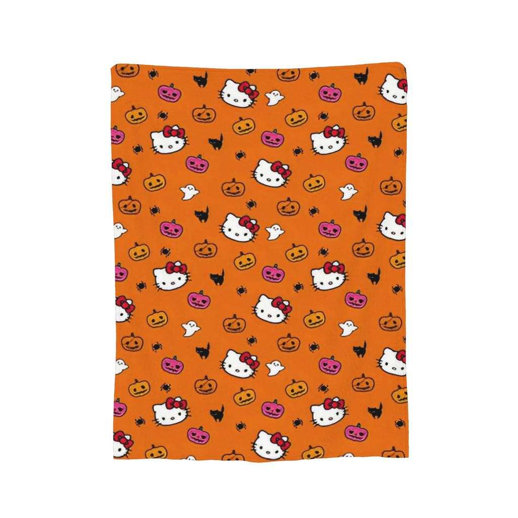 Hello Kitty Halloween Knitted Blanket Bats Ghost Plush Throw Blankets Home Couch Personalised Soft Warm Bedspreads,