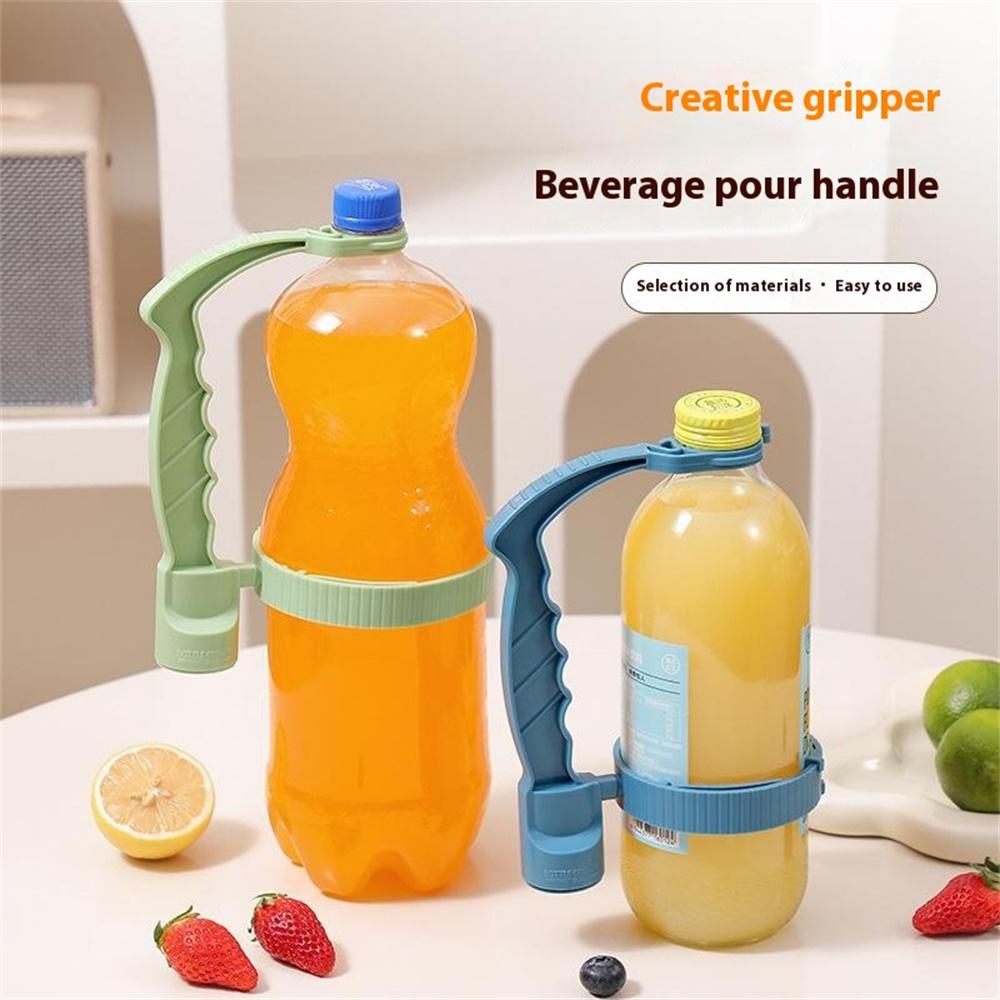 Beverage Bottle Pourer Handle Precision Flow Control Anti Spill Handle with Built-In Bottle Opener