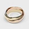 CARTIER Trinity Ring 0.1" band K18 Gold (YGxPGxWG) #5.8(US Size) 7.5g Women Used