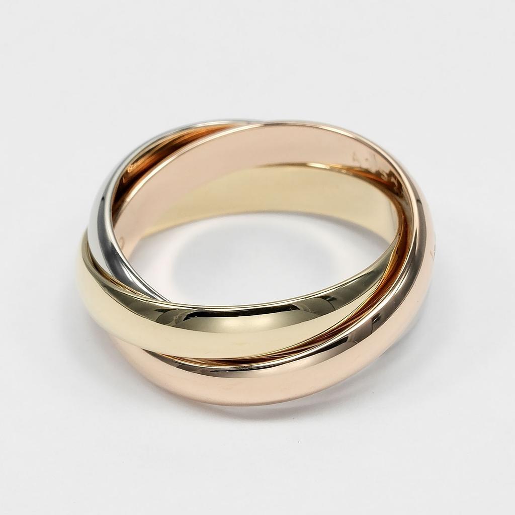 CARTIER Trinity Ring 0.1" band K18 Gold (YGxPGxWG) #5.8(US Size) 7.5g Women Used
