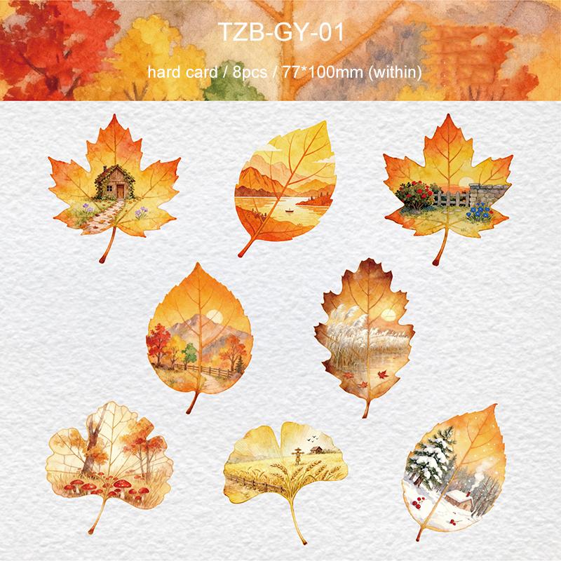 JIANWU Leaf Viewing Series Vintage Maple Leaf Scene Landscape Material Collage Scrapbook Sticker Creative DIY Journal Stationery