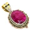 Red Ruby(Simulated) Handmade 925 Sterling Silver Two Tone Pendant 1.50" R1i39