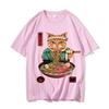 Милая RaUnisex Лапша Женская Футболка Японский Стиль Кошки Летняя С Коротким Рукавом С Принтом Футболка Мультяшная Одежда Streetwear YK Топ