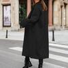 Женское осенне-зимнее пальто с лацканами, свободный длинный стиль, сплошной цвет, толстый кардиган, теплые ветрозащитные карманы, двойные пуговицы, женское пальто с длинным рукавом, верхняя одежда