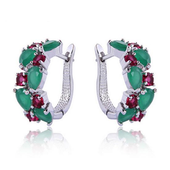 Женские разноцветные серьги-капли с круглыми подвесками и кубическим цирконием ADM