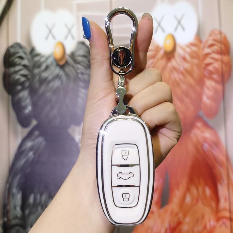 Compatible Key Case for Hongqi EQM5, H7, E-HS3 Models: Full Protective Shell with Buckle for Men and Women