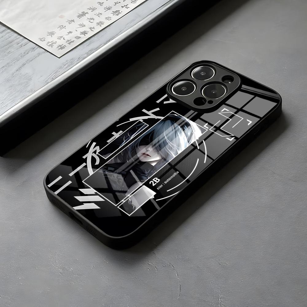 Чехол для телефона NieR A-Automata 2B Печать на заказ Стекло Для IPhone 16 15 14 Pro Max 13 12 Mini 11 X XS XR 8 Plus Для Samsung S 25 24 23