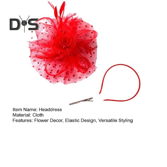 Головной убор в стиле ретро с цветами, перьями и бусинами, украшение для вечеринки, обруч для волос двойного назначения, заколка для волос, украшение для волос