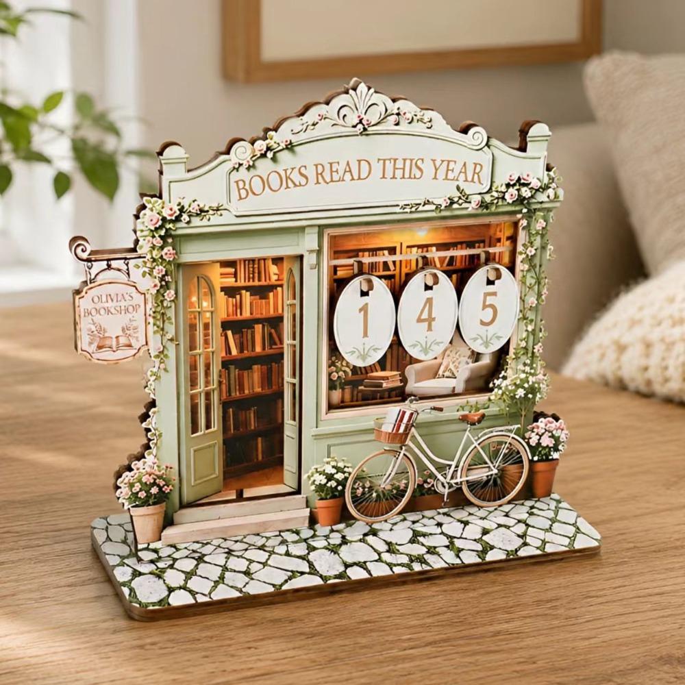 Vintage Book Tracker Sign Book Calendar Reading Log Decor Display Bookworm