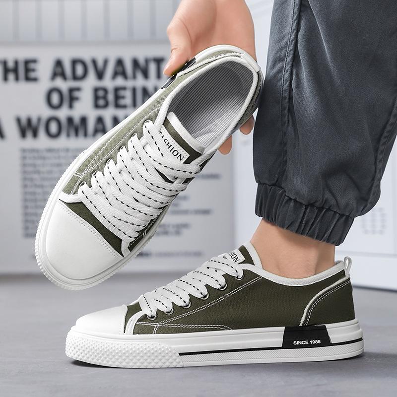 Парусиновые туфли мужские 2025 новые весенние нескользящие повседневные спортивные нишевые дизайнерские молодежные туфли с мягкой подошвой и низким верхом