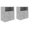 Bedside Table - vidaXL - Concrete Grey - 50x32x60 Cm - 2 Drawers - Contemporary Design
