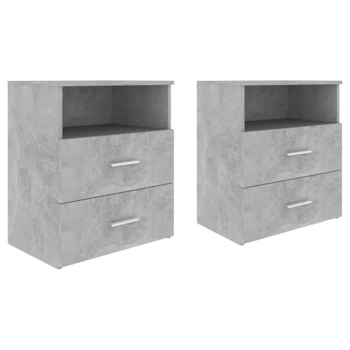 Bedside Table - vidaXL - Concrete Grey - 50x32x60 Cm - 2 Drawers - Contemporary Design