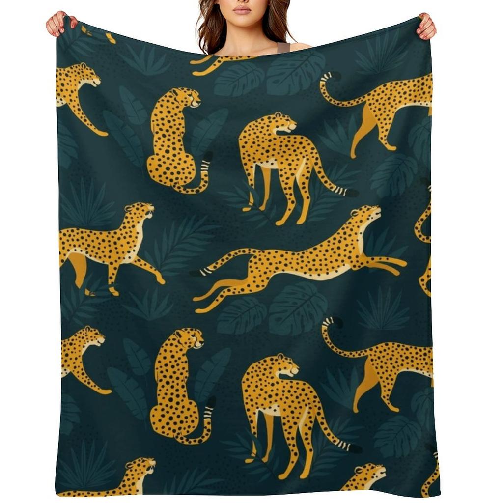 Ночной узор гепарда Плед Роскошный бренд Мягкий Тонкий для кровати Диван Лоскутное одеяло
