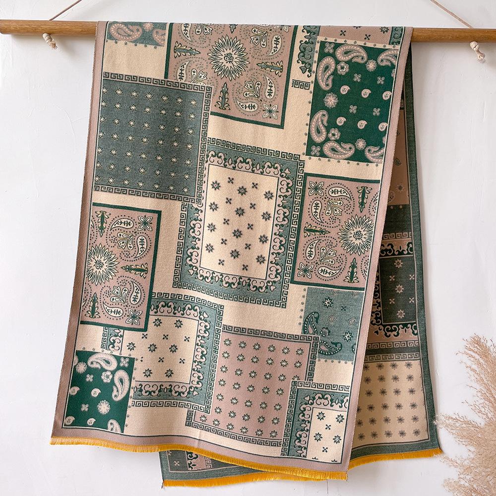 Plaid Imitation Cashmere Scarf Women'S Warm Letters Thickened Versatile Shawl Thick Jacquard Scarf