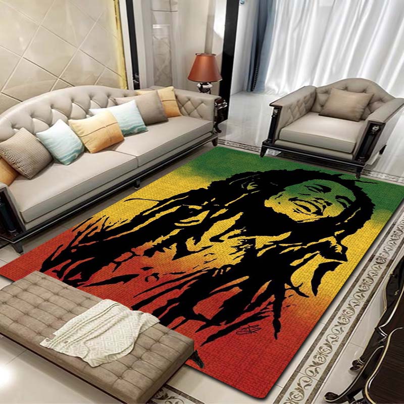 Bob Marley Album Carpet Reggae Music Jamaican Style 3D Flannel Carpet Home Living Room Bedroom Decoration Bathroom Carpet Gift
